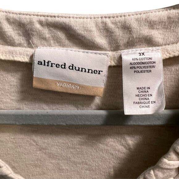 Alfred Dunner Beaded V-Neck Seahorse Top Plus Size 3X Cream Cotton Blend - Picture 4 of 12